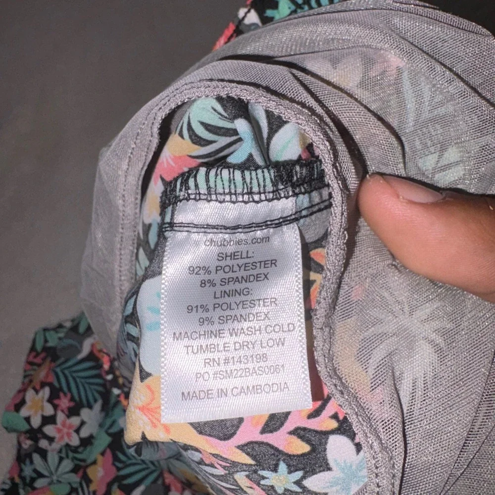 CHUBBIES Swim Trunks Mens L Black Floral Toucan The Bloomerangs 7